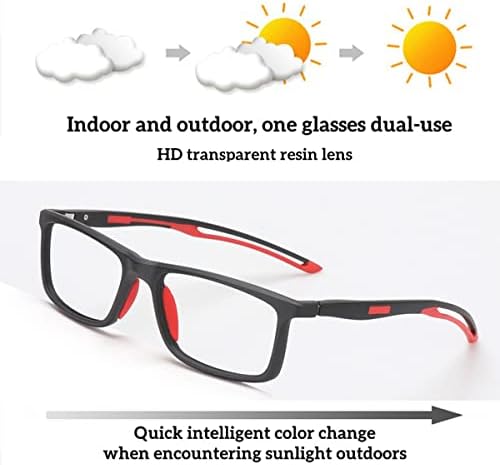 1.25 Sport Reading Glasses Outdoor Photochromic Sunglasses Readers for Men Women TR90 Lightweight UV Filter Aspherical Lens