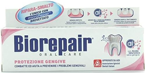 Biorepair: "Protezione Gengive" (Gum Protection) Toothpaste with microRepair * 2.5 Fluid Ounce (75ml) Tube (Pack of 2) * [ Italian Import ]