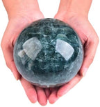 Large Green Fluorite Crystal Ball with Stand Natural Crystals Sphere Gemstone Ball Meditation Witchcraft Home Decor 100-110mm/3.9-4.3"