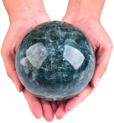 Large Green Fluorite Crystal Ball with Stand Natural Crystals Sphere Gemstone Ball Meditation Witchcraft Home Decor 100-110mm/3.9-4.3"