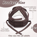 Woanger 2 Pcs Anti Fall Elder Head Safety Helmet for Adults Special Needs Thick Soft Protective Hat Adjustable Seniors Fall Prevention Head Protection Cap Elderly Helmet for Injury Protection (Coffee)