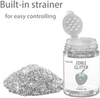 Silver Edible Glitter Glimmer Powder for Cakes Drinks - Colaele 5 grams Food Grade Luster Dust Metallic Food Decorating Sprinkle Disco Brew Dust for Cake Decorations Wine Beverage Candy Dessert, Vegan