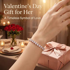 Mothers Day Gift Silver Crystal Tennis Bracelet for Women – Elegant Full Zircon Sparkle, Slim Stackable Design, Secure Clasp, Dainty Luxury Jewelry Gift for Her