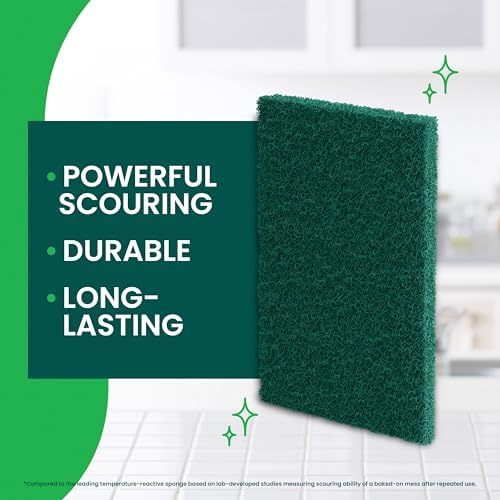 Scotch-Brite Heavy Duty Scouring Pad, Dish Scrubber for Kitchen + Outdoor, 8 Scrub Pads for Uncoated Pots and Pans, Cast Iron Cooktops, Grill Grates, Oven Racks, & BBQ, Durable, Long-Lasting