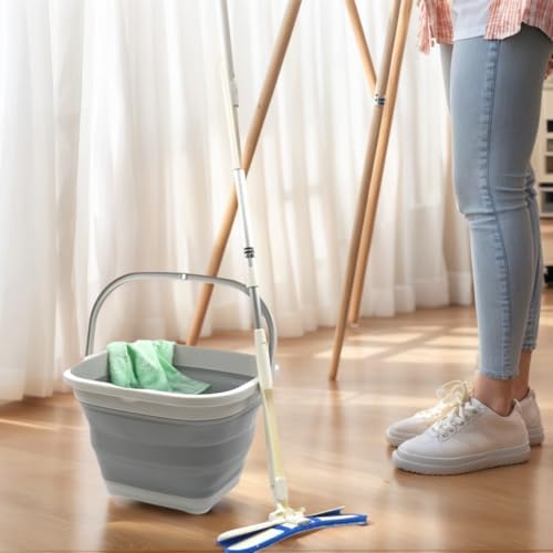 SAMMART 11L (2.9 Gallon) Collapsible Rectangular Handy Bucket/Tub(1, Grey)