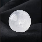 Natural White Calcite Crystal Sphere Healing Gemstone Ball Sculpture Figurine with Wooden Stand for Divination Home Decoration 40mm
