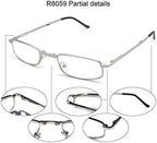 Compact Rectangular Metal Folding Reading Glasses with Leather Case for Men and Women