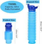 Emergency Urinal for Kids Adult,Portable Reusable Outdoor Urinal Potty Pee Bottle, Outdoor Shrinkable Urinal for Travel, Camping, Hiking, Traffic Jam and Queuing-2 Pack 750ml Blue