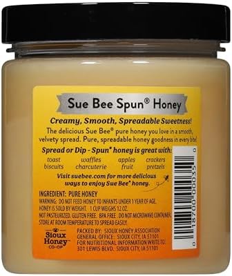 Sue Bee Premium Spun Honey, Pure Honey, Product of USA, US Grade A, Whipped Honey, 12 Ounce (Pack of 1)