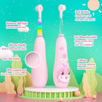 SEAGO Kids Electric Toothbrushes Rechargeable, Toddler Electric Toothbrush with Magnetic Charging, LED Observing Light, 8 Toothbrush Heads for Ages 2-4-6 Boys Girls (Pink)