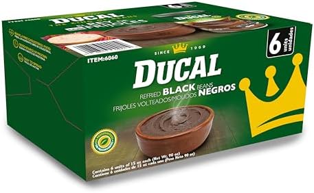 Ducal Instant Vegetarian Black Refried Beans 15oz (Pack of 6) | Gluten & Cholesterol Free, Excellent Source of Protein & Iron, Ready-to-Eat, Perfect for Quick and Healthy Meals