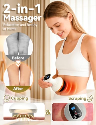 Cellulite Remover, Firmer, More Toned Skin, Deep Massage, Natural Skin Firmness, Deep Massage with Heat, Rechargeable Helps Reduce Stretch Marks & Cellulite for Legs, Arms & Belly (Standard with Oil)