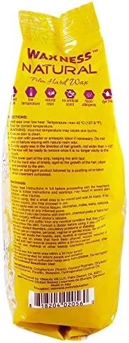 Waxness Film Hard Wax Beads Natural 2.2 lb (1 kg) – Stripless Professional Hard Wax for Face & Body, Smooth Application, Suitable for Sensitive Skin – Made in Italy