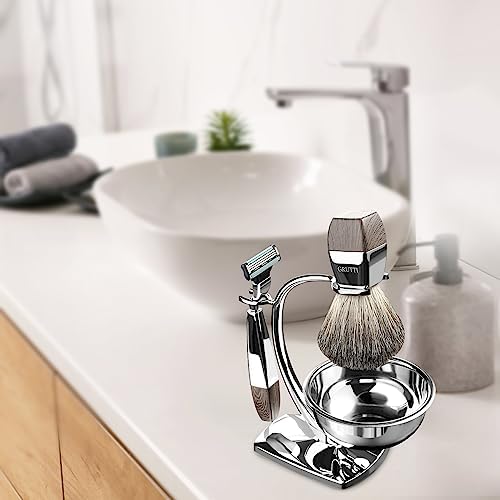 GRUTTI Luxury Safety Razor Shaving Kit for Men, with Shaving Bowl, Brush, Shave Razor Stand and Manual Safety Razor, Compatible with Mach 3 Unique Wet Shave Set Gifts for Men
