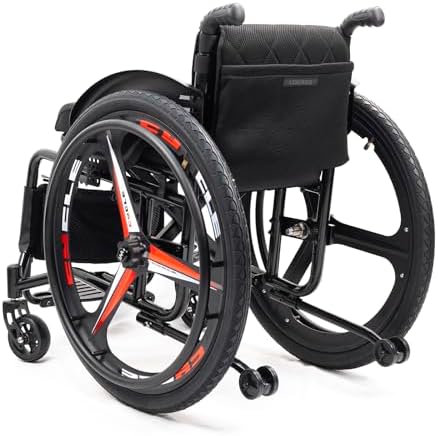 Folding All-Terrain Wheelchair, Sports Wheelchair For Adults, Portable Aluminium Self-propelled Manual Wheel Chair, Lightweight Foldable Transport Wheel Chair, Weighs Only 30 Lbs(Size:42cm/16.5in,Colo
