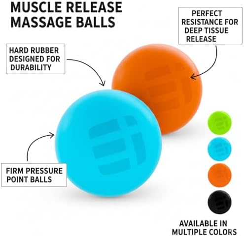 Massage Lacrosse Balls for Myofascial Release - Trigger Point Therapy Ball Set for Deep Tissue Relief - Foot Massage Ball Roller for Plantar Fasciitis - 2 Pack (Blue/Orange)