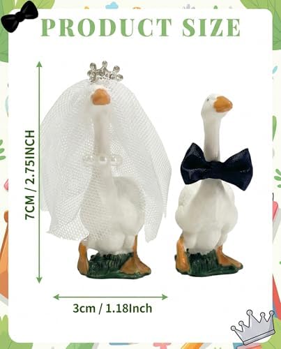 Goose Couple Wedding Cake Toppers Funny,Handmade Small Wedding Cake Topper Bride and Groom Figures Desk Decoration For Wedding Engagement Anniversary