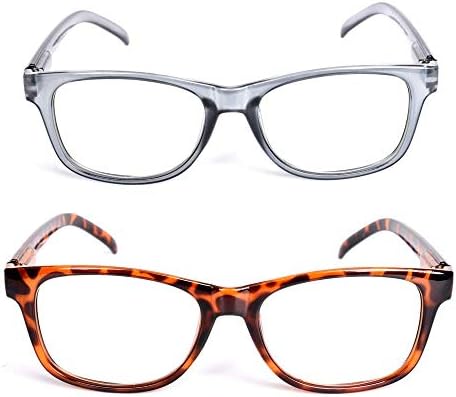 OURUI Blue Light Blocking Reading Glasses 2 Pack Computer Readers for Men Women UV Protection with Spring Hinge