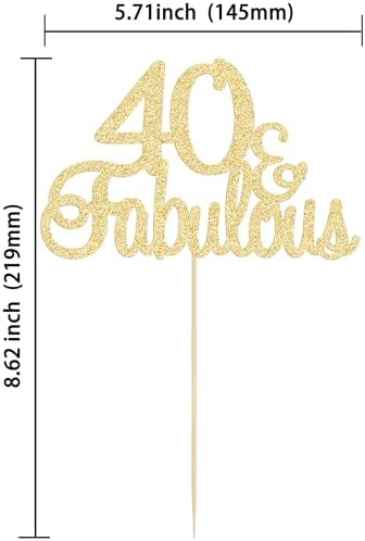 Gyufise 1Pcs 40 & Fabulous Cake Toppers 40 and Fabulous Cake Toppers for Happy 40th Birthday Cheers to 40 Party Decorations 40 Anniversary Birthday Cake Decorations Supplies