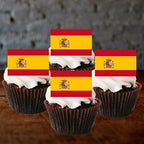 50 Mini Spain Flag Edible Cupcake Toppers, Flags of the World Edible Cake Decorations, World Cup Country Flags, Spanish Cake Topper Decorations, Olympics Party Cookie Decor UNCUT
