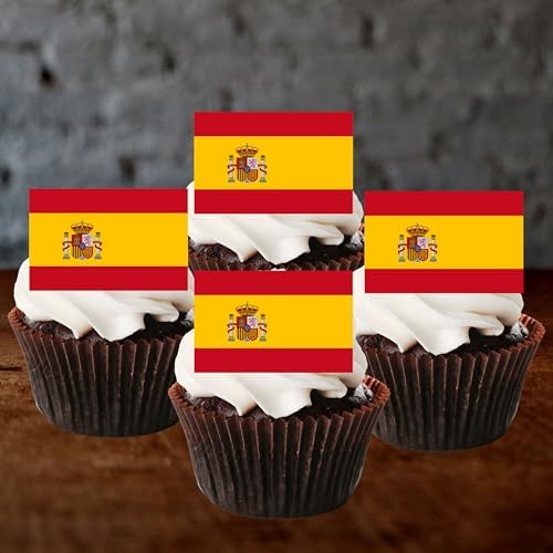 50 Mini Spain Flag Edible Cupcake Toppers, Flags of the World Edible Cake Decorations, World Cup Country Flags, Spanish Cake Topper Decorations, Olympics Party Cookie Decor UNCUT