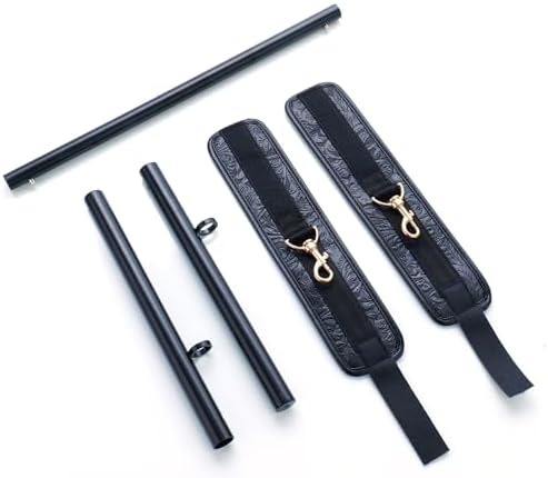Heavy Duty Stainless Steel Expandable Spreader Bar with 2pcs PU Embossed Adjustable Straps, Yoga Pilate for Bedroom, Home Exercise Bar Sports Training Gear