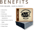 Mountaineer Brand Men’s 4-in-1 Beard Hair and Body Bar Soap | Mens Beard Soap Bar | Shampoo and Moisturizing Body Bar | Wash for Body and Beard | Masculine Scent | Pine Tar | 4 Ounces