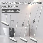Floor Scrub Brush, 2 in 1 Cleaning Brush with Long Handle,Floor Scrubber Suit for Kitchen, Bedroom, Patio, Shower, Garage & Deck - Heavy Duty Tile, Concrete & Wood Surface Scrubber（White Grey）