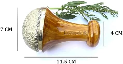 Livronic Bronze Kansa Natural Vatki Cup with Wooden Handle Ayurvedic Detox Foot Massager Relaxation and Deep Cleaning Ancient Indian Technique Ayurvedic Kansa Vatki Foot Massage (Natural)