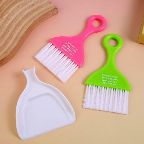 Mini Dustpan Set Brush for Table Whisk Brooms Small Dustpan Broom Set Mini Dust Pans with Brush Tiny Cleaning Table Sweep for Car Desk Keyboard Countertop Nest (Blue)