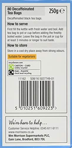 Morrisons Decaffeinated Tea Bags 80's 250g