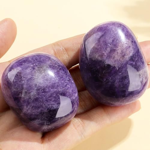 MAIBAOTA 1.6-2.0" Amethyst Crystal Rock Large Amethyst Stone Reiki Healing Crystals Natural Tumbled Purple Polished Stones for Energy Witchcraft Therapy Meditation DIY Crystals for Protection