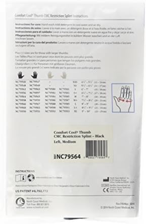 Comfort Cool Thumb CMC Restriction Splint, Provides Direct Support For The Thumb CMC Joint While Allowing Full Finger Function, Left Hand, Medium