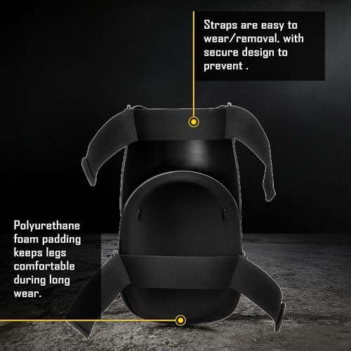 COOLJOB Heavy Duty Knee Pads with Anti-slip Strong Double Straps, Safety Work Knee Pads with Foam Padding for Men Women, Ideal for Gardening Construction Home Improvement, 1 Pair, Black/Yellow