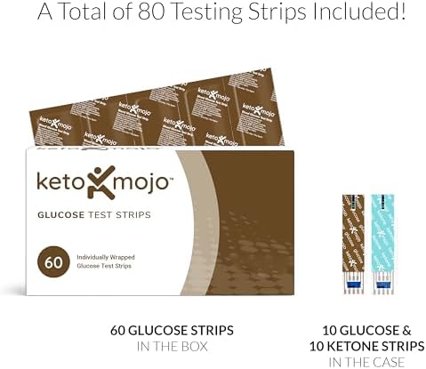 Keto-Mojo GK+ Blood Glucose Monitor Kit with 70 Glucose Test Strips – At-Home Diabetes Glucometer, Testing Bluetooth Blood Sugar Meter with App Tracking