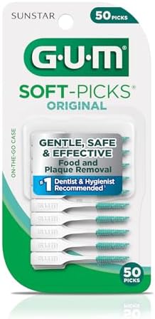 GUM Soft-Picks Original, Dental Picks for Teeth Cleaning Health, Disposable Interdental Brushes with Convenient Carry Case, Dentist Recommended Dental Picks, 50 Count (Pack of 6) 300 Total