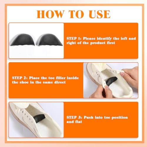3 PCS Soft Sponge Adjustable Shoe Filler, Half-Size Insoles Adjust Too Big Shoes Toe Cushion Fillers Make Shoes Fit Shoe Inserts for Women Too Big for All Day Pain Relief and Comfort Men and Women
