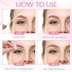 Leelosp 600 Pcs Waxing Kit Includes 400 Wax Paper Cloth Eyebrow Strips and 200 Wooden Smooth Applicator Sticks for Body Skin Hair Removal(Pink)