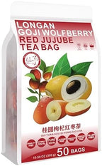 Plant Gift Longan Goji Wolfberry Tea Bags 10.58oz (6g*50bags) Longan, Wolfberry, Chinese Pure Nature, Health Care Mixed Tea, Combination of Floral Tea 300g 桂圆枸杞茶