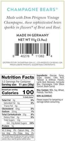 Sugarfina Champagne Bears Small Candy Cube, Gummy Bears, 3.3 oz, 4 Count
