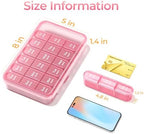 Daviky Pill Organizer 3X a Day, Weekly Pill Box 7 Day, Travel Pill Case with Large Containers, 3 Times Medcine Organizer for Vitamins, Medication, Supplements and Fish Oils (Pink)