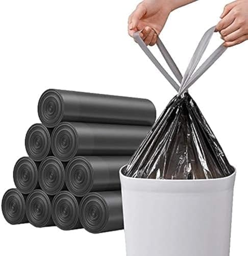Trash Bag Drawstring Garbage Bags-YAUD Thicker Heavy Bathroom Trash can Liners for Bedroom Home Kitchen 50 Counts,4-6 Gallon (Black)