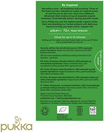 Pukka Organic Tea Bags, Three Mint Herbal Tea, 20 Tea Bags