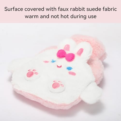 Rabbit Rubber Hot Water Bottle with Soft Removable Knit Outer Lid, Super Quality Classic Rubber Hot and Cold Water Bottle with Cute Image Hand Feet Warmer and Shoulder Pain Relief