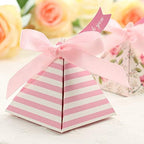Toyvian 25 Pack Triangle Wedding Gift Boxes Double-sided Printing Flower Paper Candy Box for Wedding Party Favors (Pink)