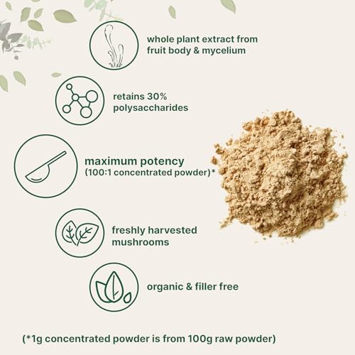 Organic Cordyceps Mushroom Extract Powder, 8 Ounces | 100:1 Fruit Body & Mycelium Extract | Active Polysaccharides & Cordycepic Acid