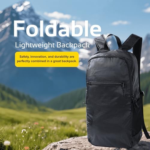 Lightweight Foldable Backpack – Water-Resistant Travel Daypack with Spacious Compartment & Front Pocket, Compact and Durable for Daily Use
