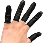 150pcs Disposable Latex Finger Cots Protective Fingertips Gloves Rubber Industrial Fingerstall Sleeves 65mmx25mm (Black)