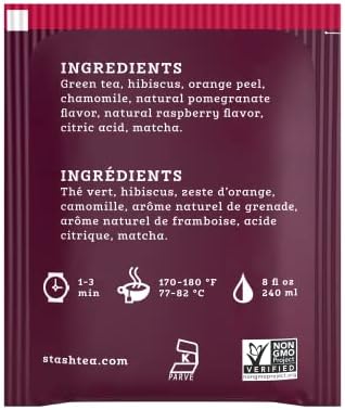 Stash Tea Pomegranate Raspberry Green Tea, Box of 100 Tea Bags