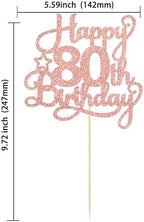1 Pack Happy 80th Birthday Cake Topper Rose Gold Glitter 80 & Fabulous Cheers to 80 Years Old Birthday Cake Pick for Celebrating 80th Birthday Anniversary Party Cake Decorations Supplies